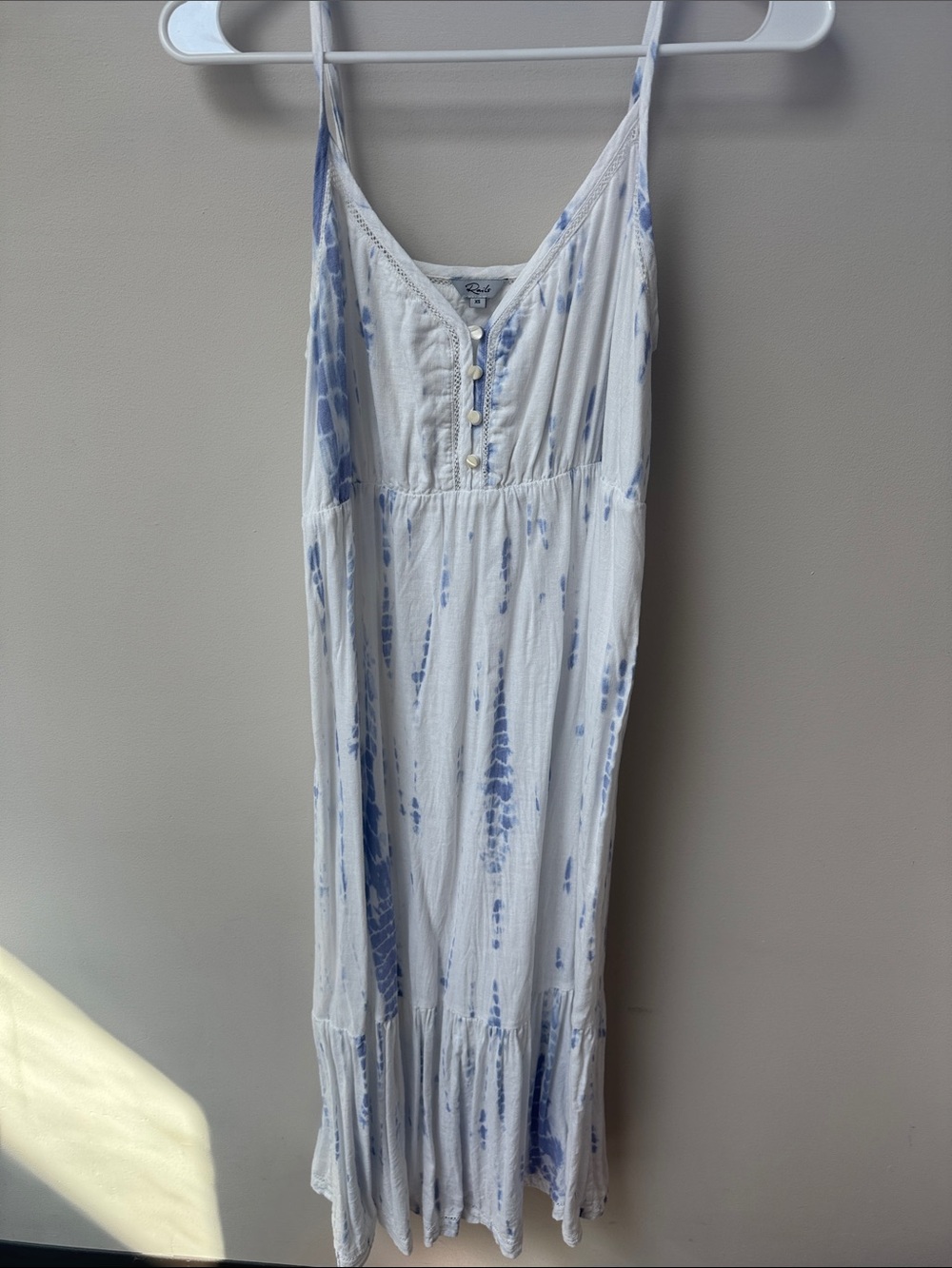 Rails White and Light Blue Tie-Dye Midi Dress
